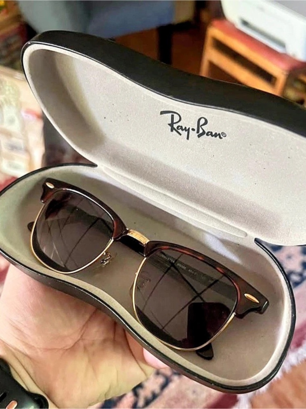 Ray-Ban Clubmaster Tortoise Gold Sunglasses (Prescription Lenses)